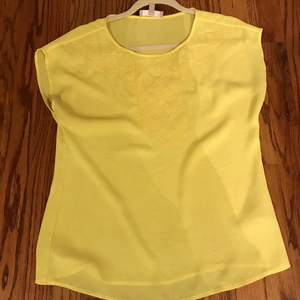 Yellow top with stitching detail Banana Republic